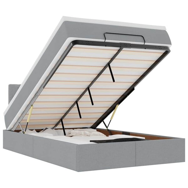vidaXL Lit ottoman avec matelas gris clair 120x190 cm tissu