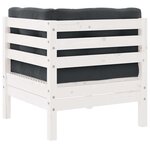 vidaXL Canapé d'angle de jardin avec coussins Blanc Bois de pin massif
