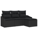 vidaXL Ensemble de canapé de jardin 4 pièces avec coussins - Poly Rattan noir