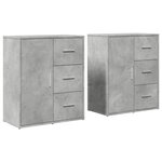 vidaXL Buffets 2 Pièces gris béton 60x31x70 cm bois d'ingénierie