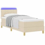 vidaXL Lit à ressort LED avec matelas Crème 80 x 200 cm tissu