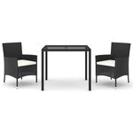 vidaXL Ensemble à manger de jardin avec coussins 3 Pièces Noir