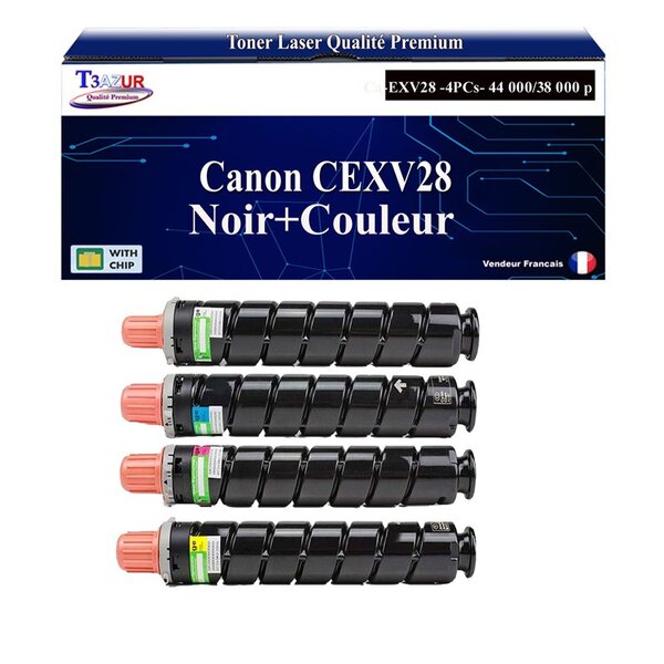 T3AZUR -4x Toners compatibles avec Canon CEXV28 pour Canon imageRUNNER Advance C5250 C5255 C5045i C5051C5051i