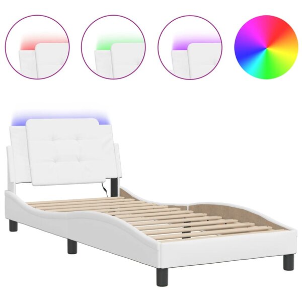 vidaXL Cadre de lit avec LED sans matelas Zadar blanc 100x200 cm