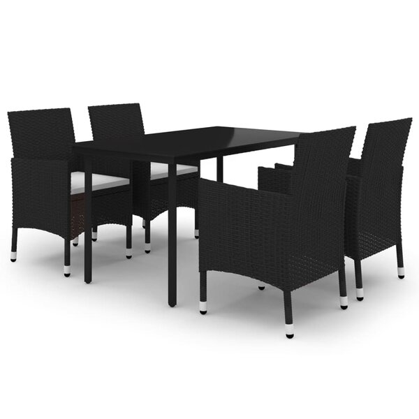 vidaXL Ensemble à manger de jardin coussins 5 Pièces Résine tressée Verre