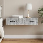vidaXL Table d'appoint murale Sonoma gris 87 5 x 34 5 x 17 cm