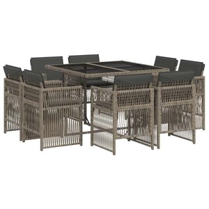 vidaXL Ensemble à manger de jardin 9 Pièces coussins gris résine tressée