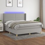 vidaXL Sommier à lattes de lit matelas LED Gris clair 180x200 cm Tissu