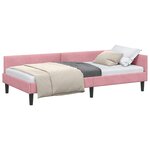 vidaXL Cadre de lit d'angle Rose 100 cm x 200 cm VeloursetContreplaqué