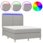 vidaXL Sommier à lattes de lit et matelas et LED Gris clair 140x190 cm