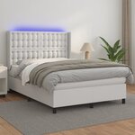 vidaXL Sommier à lattes de lit matelas LED Blanc 140x200 cm Similicuir