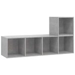 vidaXL Ensemble de meuble TV 2 Pièces Gris béton Aggloméré