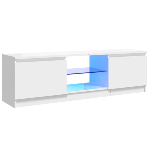 vidaXL Meuble TV avec lumières LED blanc brillant 120x30x36 cm