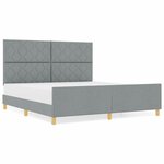 vidaXL Cadre de lit avec tête de lit Gris clair 180 x 200 cm tissu