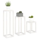vidaXL Ensemble de supports pour plantes 3Pièces Blanc Bois de pin massif