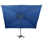 vidaXL Parasol de jardin en porte-à-faux avec double toit bleu azuré