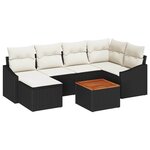 vidaXL Ensemble de canapé de jardin 7 Pièces Noir  blanc