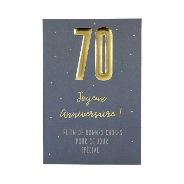 Carte Anniversaire - 70 ans Joyeux Anniversaire ! Plein de bonnes choses