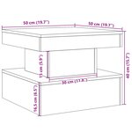 vidaXL Table basse avec lumières LED vieux bois 50x50x40 cm