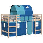 vidaXL Lit mezzanine enfants avec tunnel sans matelas bleu 80x200 cm