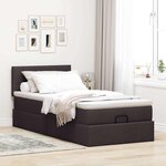 vidaXL Lit ottoman avec matelas et LED marron foncé 90x200 cm tissu
