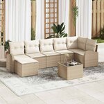 vidaXL Ensemble de canapé de jardin 8 Pièces Beige Poly rotin