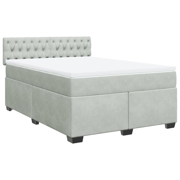 vidaXL Sommier à lattes de lit et matelas Gris clair 140x190cm Velours