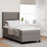 vidaXL Lit à ressorts avec matelas Taupe 100 x 200 cm tissu