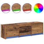 vidaXL Armoire TV avec LEDs avec tiroir Bois Ancien 140 x 34 x 40 cm