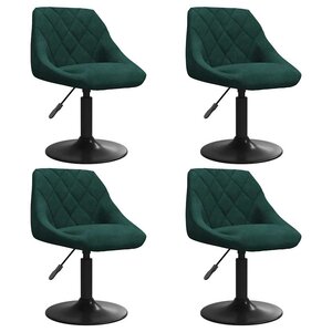 vidaXL Chaises pivotantes à manger lot de 4 vert foncé velours