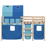 vidaXL Lit mezzanine enfants avec tunnel sans matelas bleu 90x200 cm