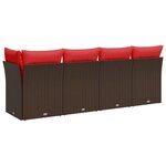 vidaXL Canapé de jardin avec coussins 4 places en résine tressée marron