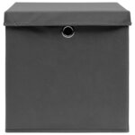 vidaXL Boîtes de rangement avec couvercles 4 Pièces 28x28x28 cm Gris