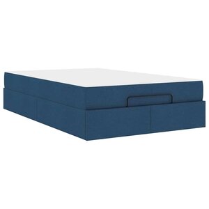 vidaXL Cadre de lit avec matelas Bleu 120 x 200 cm tissu