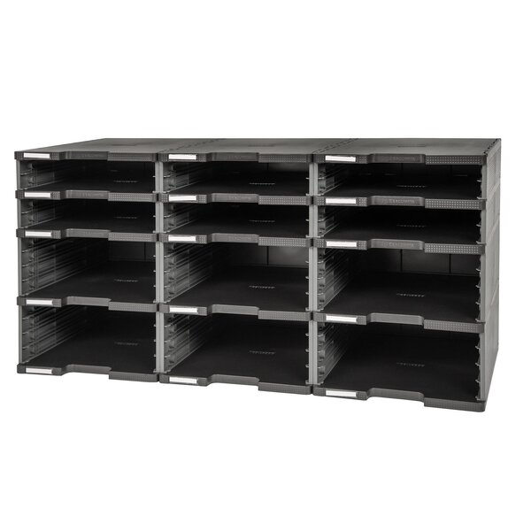 Module De Classement Modulodoc - Set 12 Cases Sans Tiroirs Ecoblack - Gris Foncé - Exacompta