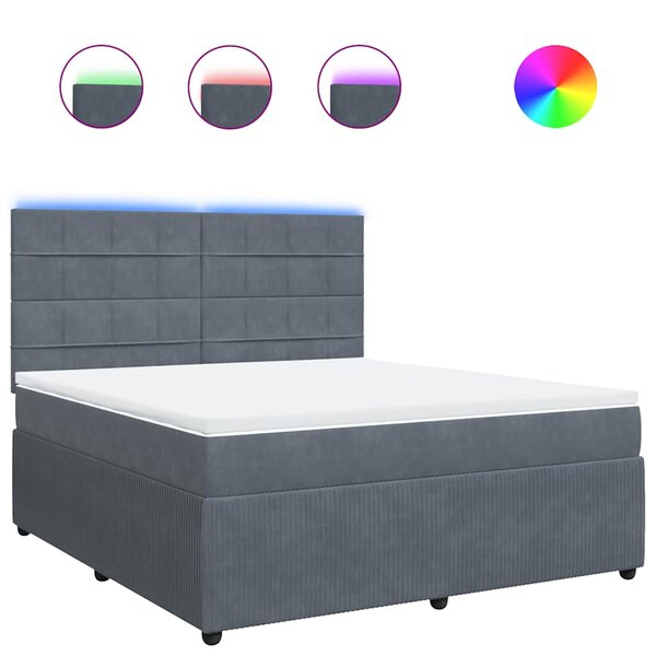 vidaXL Sommier à lattes de lit et matelas Gris foncé 180x200cm Velours
