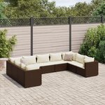 vidaXL Salon de jardin avec coussins 9 Pièces marron résine tressée