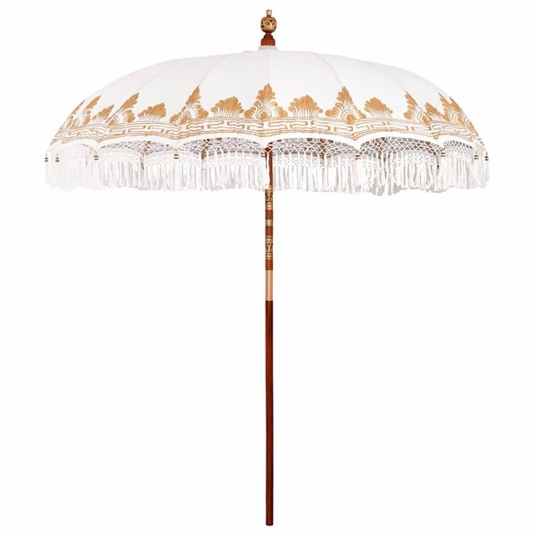 vidaXL Parasol balinais Crème (210-220) x 260 cm Coton et bois massif
