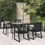 vidaXL Ensemble à manger de jardin 5 Pièces Noir Rotin PVC
