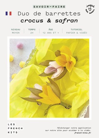 Coffret DIY papier - 2 Barrettes Fleurs jaune et rose