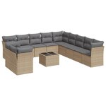 vidaXL Salon de jardin avec coussins 12 Pièces beige résine tressée