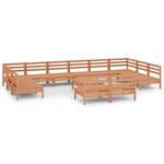 vidaXL Salon de jardin 13 Pièces Marron miel Bois de pin massif