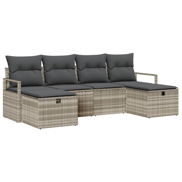 Ensemble de 6 pièces de Canapés de Jardin avec Coussins Gris Clair Rotin Synthétique