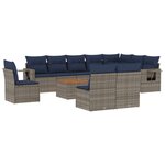 vidaXL Salon de jardin 11 Pièces avec coussins gris résine tressée