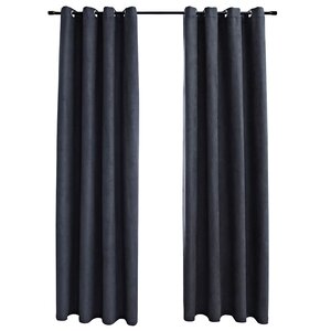 vidaXL Rideaux occultants avec anneaux Métal 2Pièces Anthracite 140x175cm