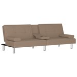 vidaXL Canapé-lit avec porte-gobelets cappuccino similicuir