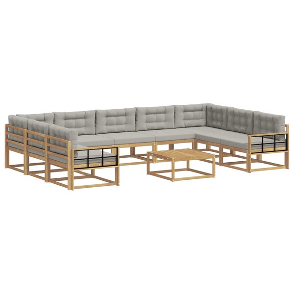 vidaXL Ensemble de canapés d'extérieur 10 Pièces Blanc et gris clair