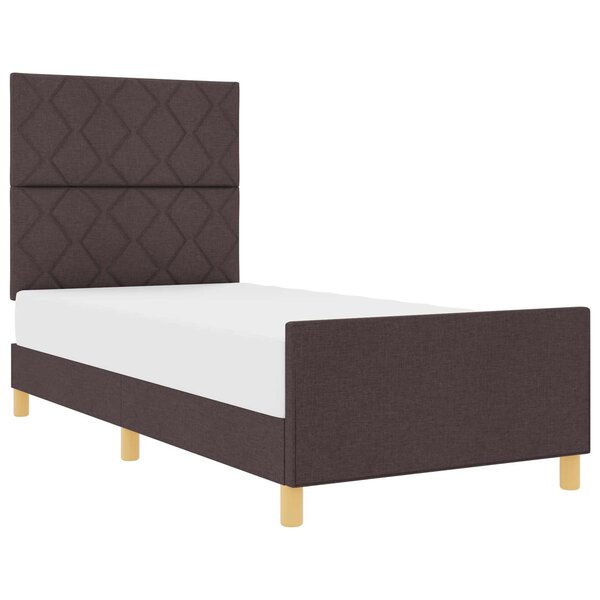 vidaXL Cadre de lit avec tête de lit Marron foncé 100 x 200 cm tissu