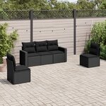 vidaXL Salon de jardin 5 Pièces avec coussins noir résine tressée