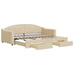 vidaXL Lit de jour avec gigogne et tiroirs sans matelas crème 90x200cm